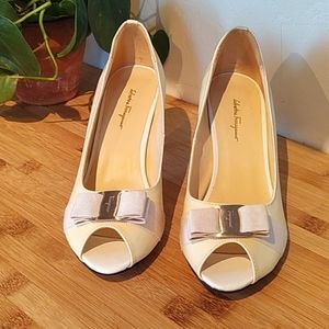 White Salvatore Ferragamo Pumps